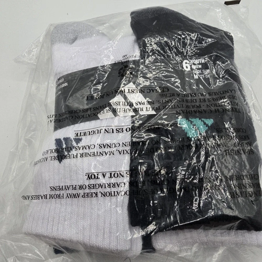 Adidas 6‎ Youth Climacool Cushioned Crew Socks M 2Y-5Y White Teal Green Blue
